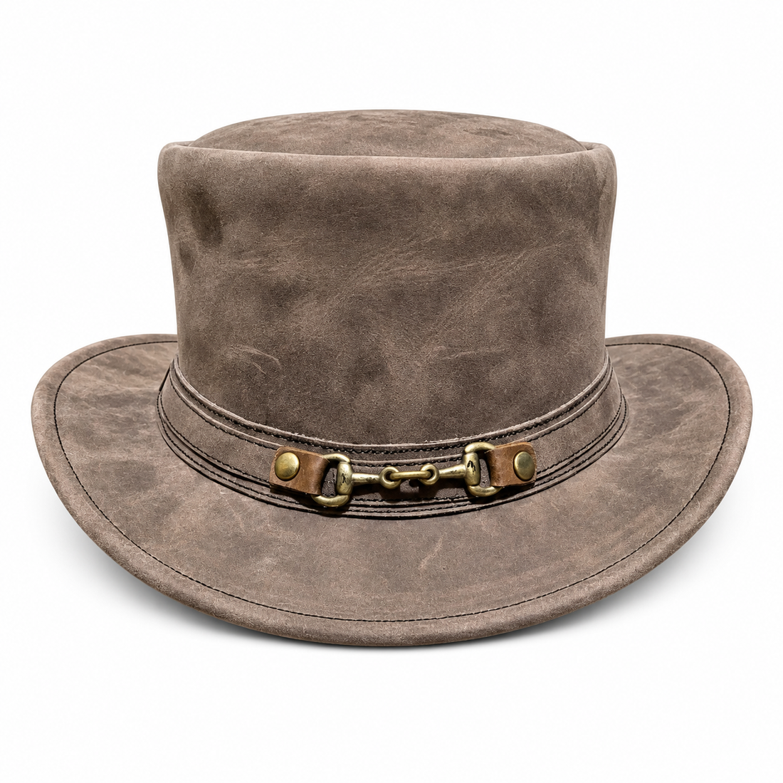 Handmade Distressed Leather Top Hat Western Festival Steampunk Costume Hat