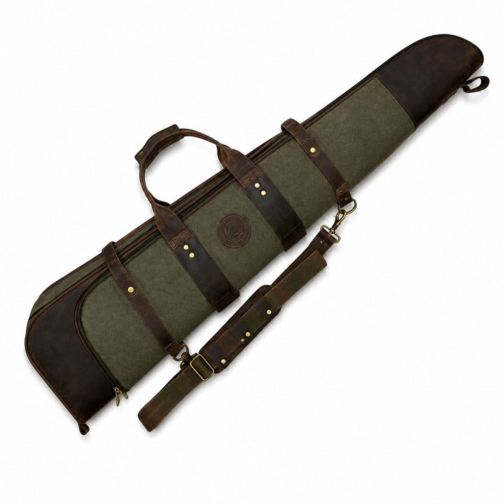 Canvas  Leather Scoped Takedown Rifle Case  Padded Hunting Sleeve