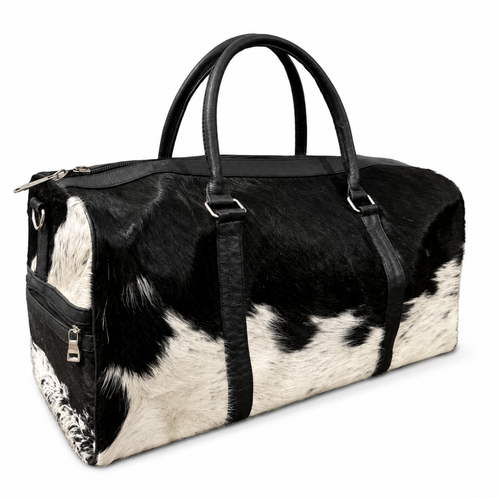 Handmade Cowhide Duffle Bag Leather Weekender Overnight Gym Bag