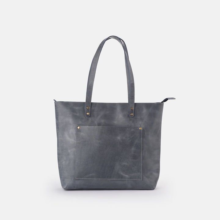 classic leather tote bag - grey