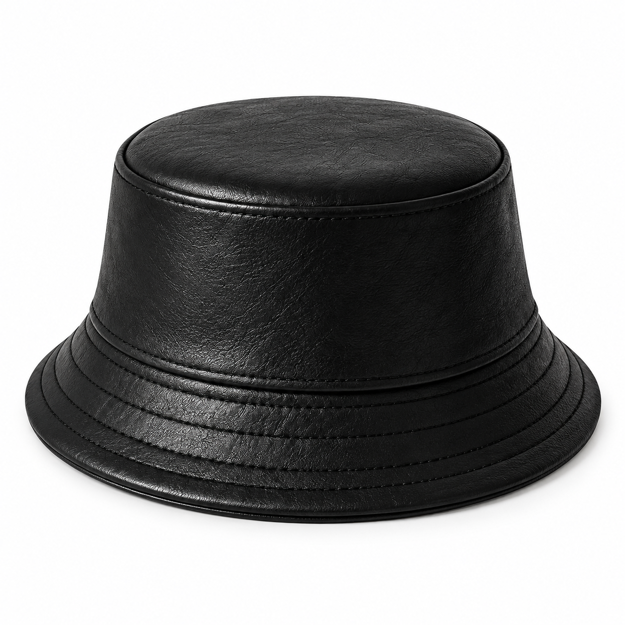 Handmade Black Leather Bucket Hat For Casual Wear Festival Style Gift