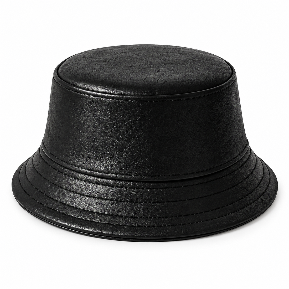 Handmade Black Leather Bucket Hat For Casual Wear Festival Style Gift