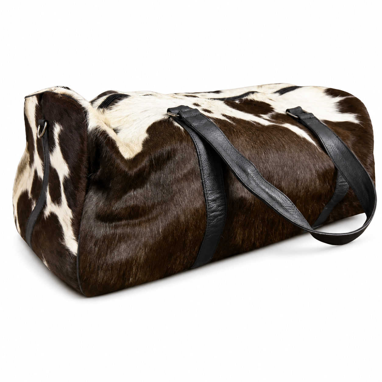 Handmade Cowhide Duffle Bag Hair On Leather Travel Weekender