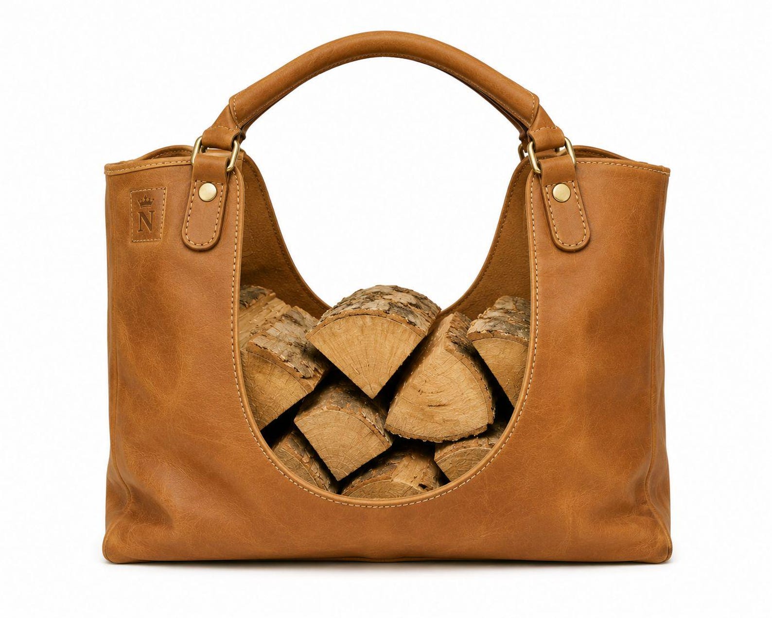 Leather Log Carrier  Firewood Carrier Tote