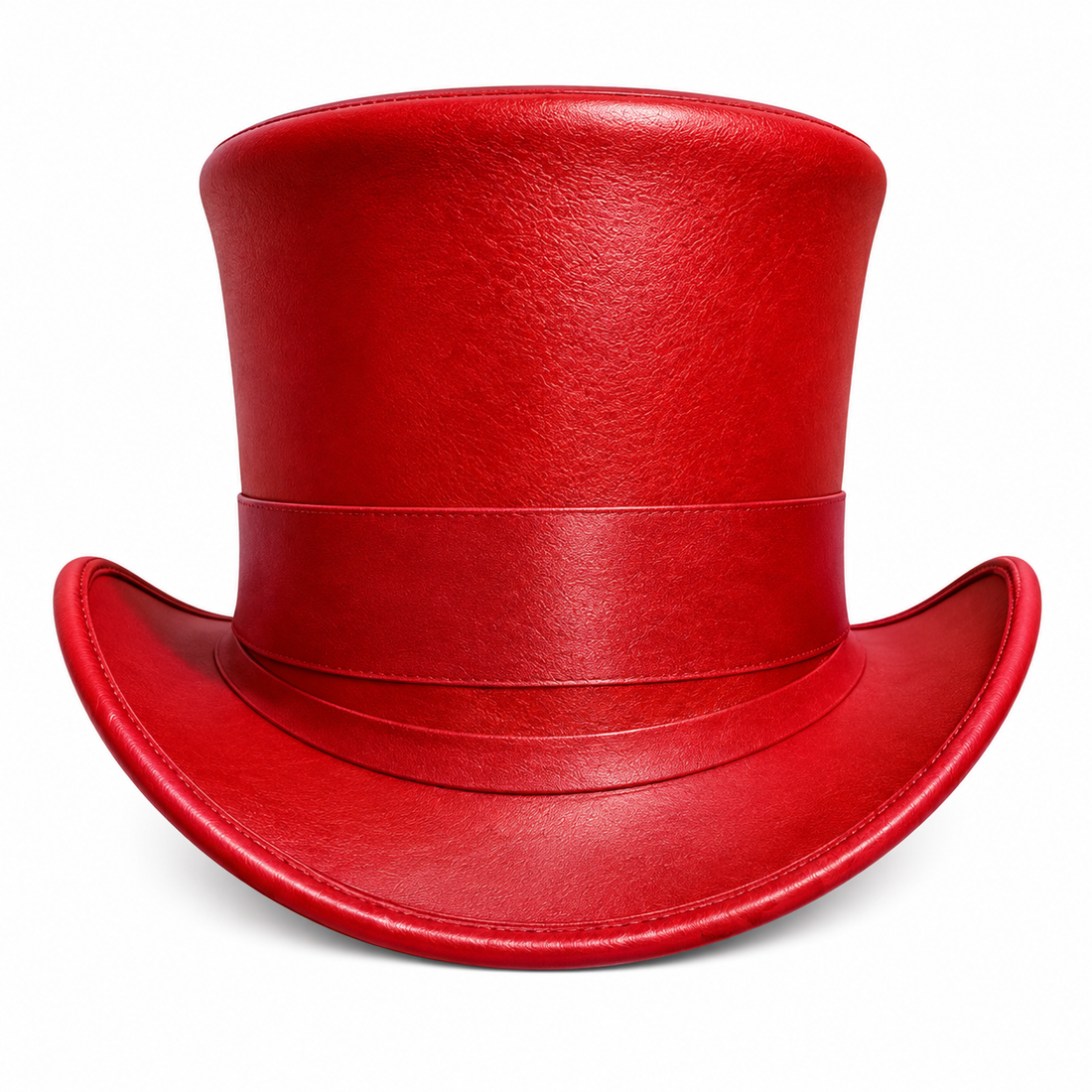 Handmade Red Leather Steampunk Top Hat Victorian Mad Hatter Cosplay Festival Hat