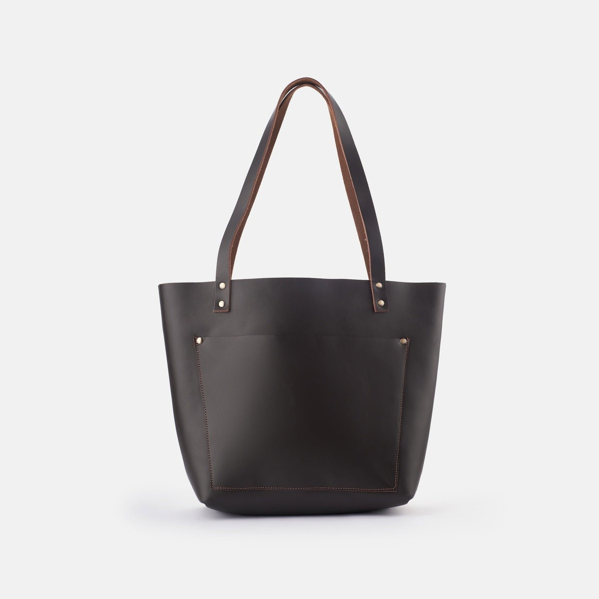 classic leather tote bag - dark brown