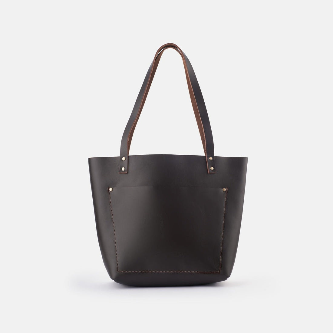 classic leather tote bag - dark brown