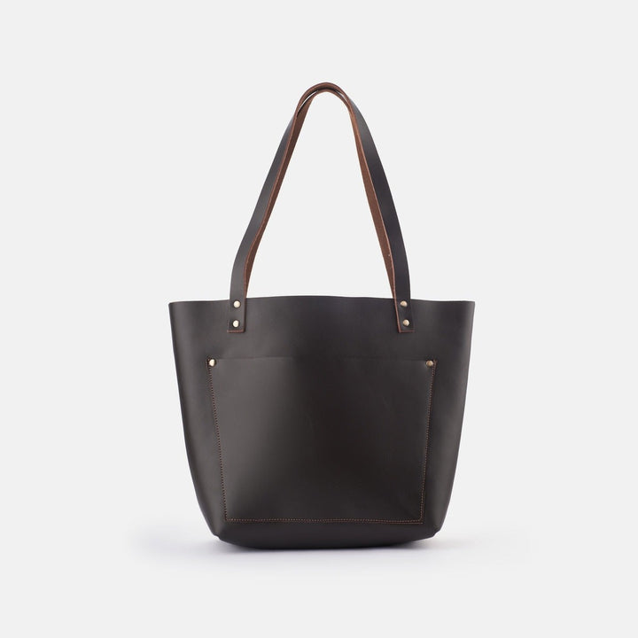 classic leather tote bag - dark brown