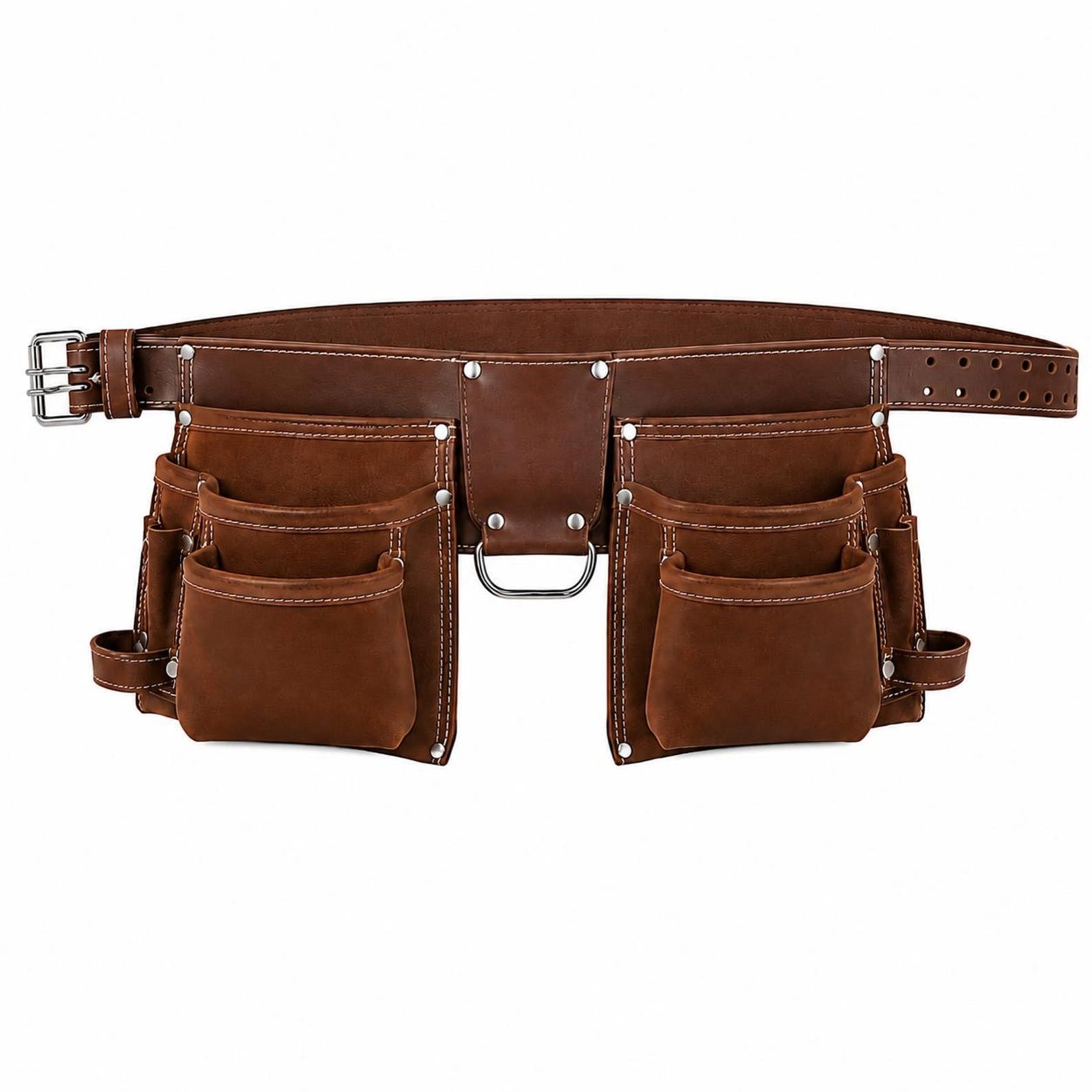 Heavy Duty Leather Tool Organizer Belt for Construction Workers