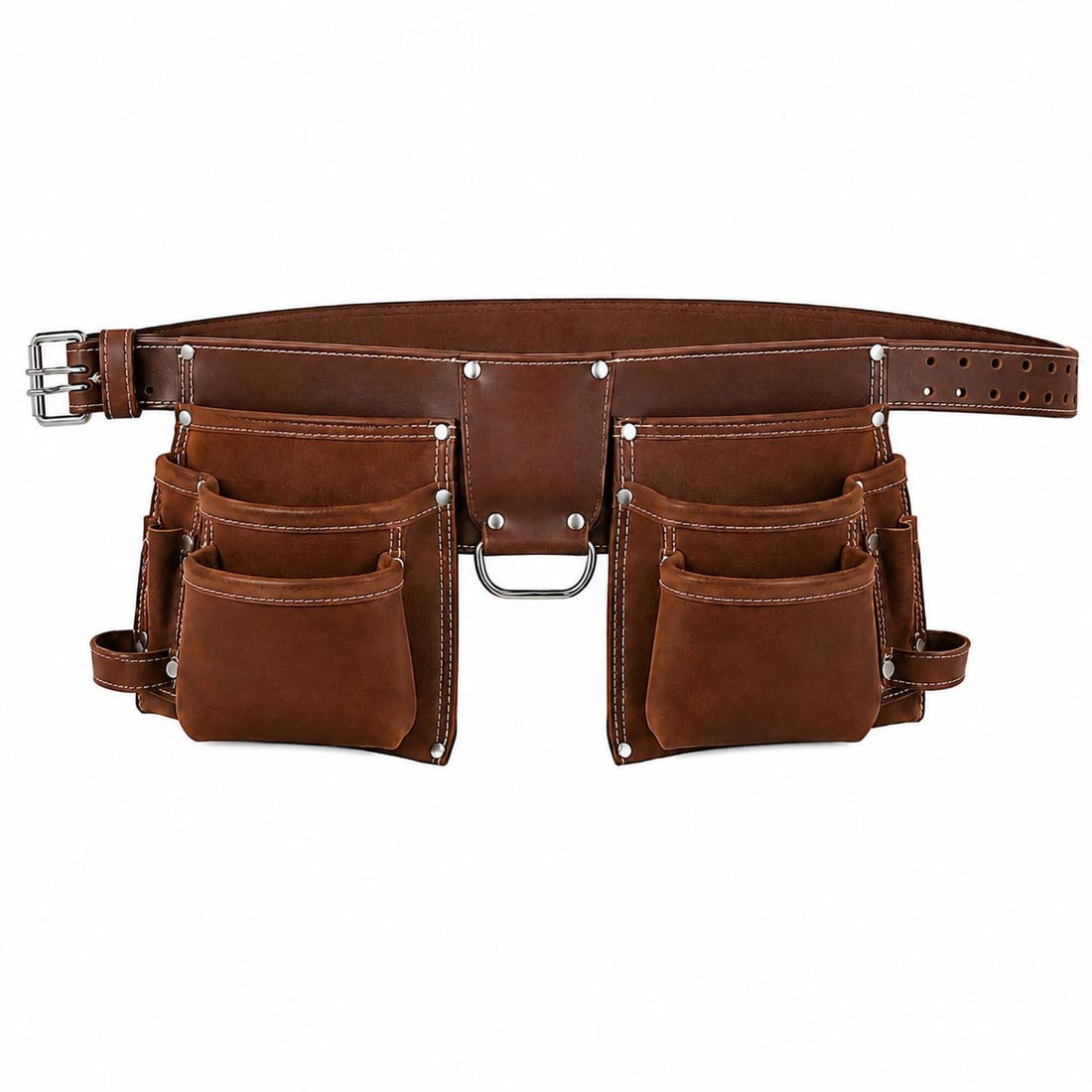 Heavy Duty Leather Tool Organizer Belt for Construction Workers