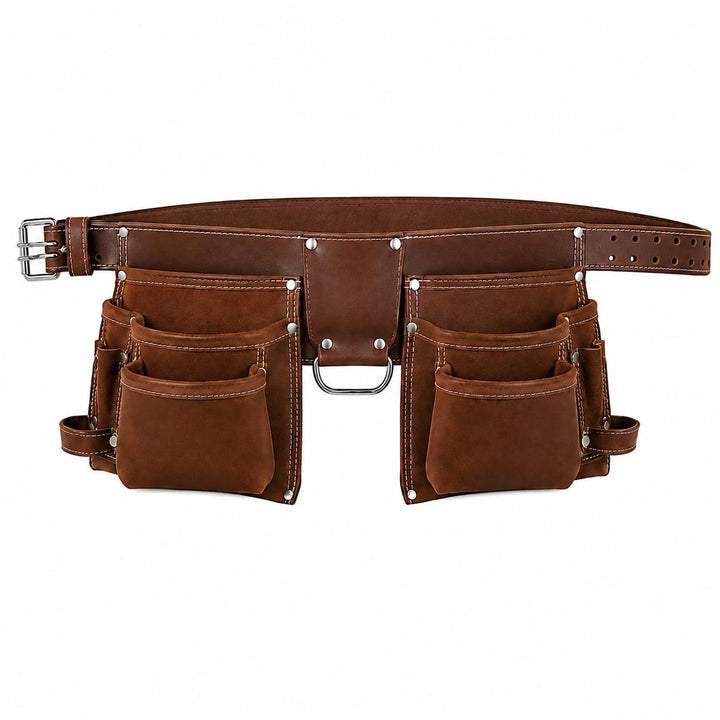 Heavy Duty Leather Tool Organizer Belt for Construction Workers