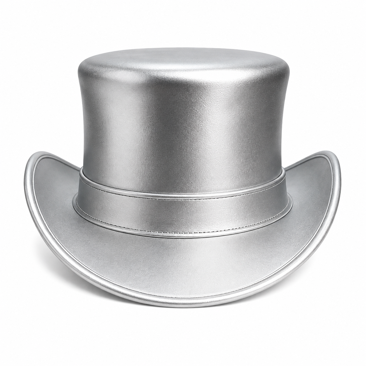 Metallic Silver Leather Top Hat Steampunk Festival Cosplay Accessory