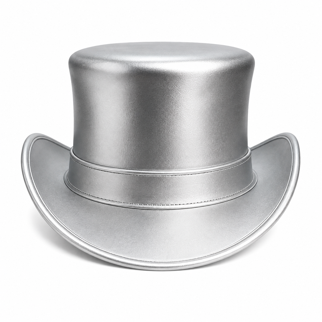 Metallic Silver Leather Top Hat Steampunk Festival Cosplay Accessory