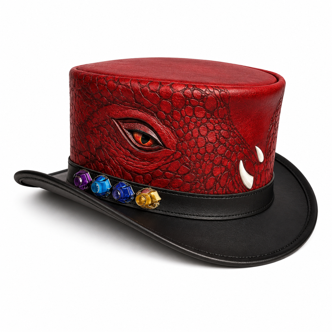 Handmade Leather Dragon Steampunk Top Hat Gothic Fantasy Victorian Cosplay Hat