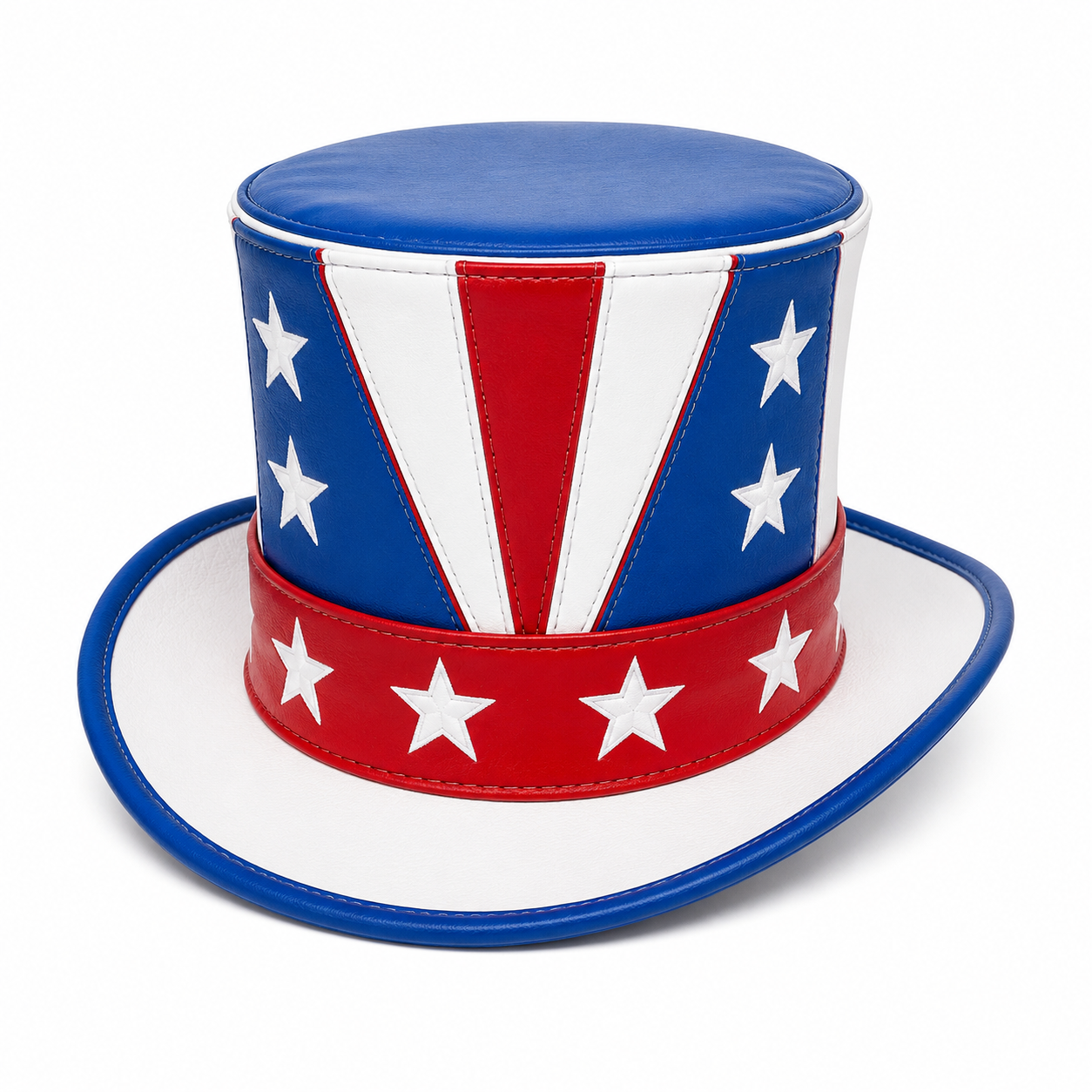 Handmade Uncle Sam Leather Top Hat American Flag Patriotic Western Hat