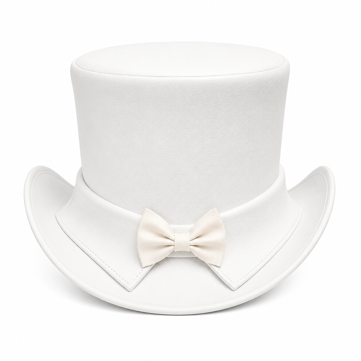 Handmade White Leather Top Hat Steampunk Western Cowboy Style Costume Party Hat