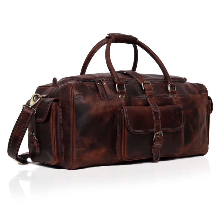 Buffalo Leather Travel Holdall Duffle Bag  Brown  21