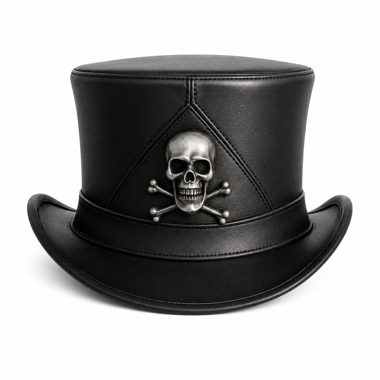 Handmade Mens Skull  Bones emblem Top Leather Hat Design for Festivals Parties