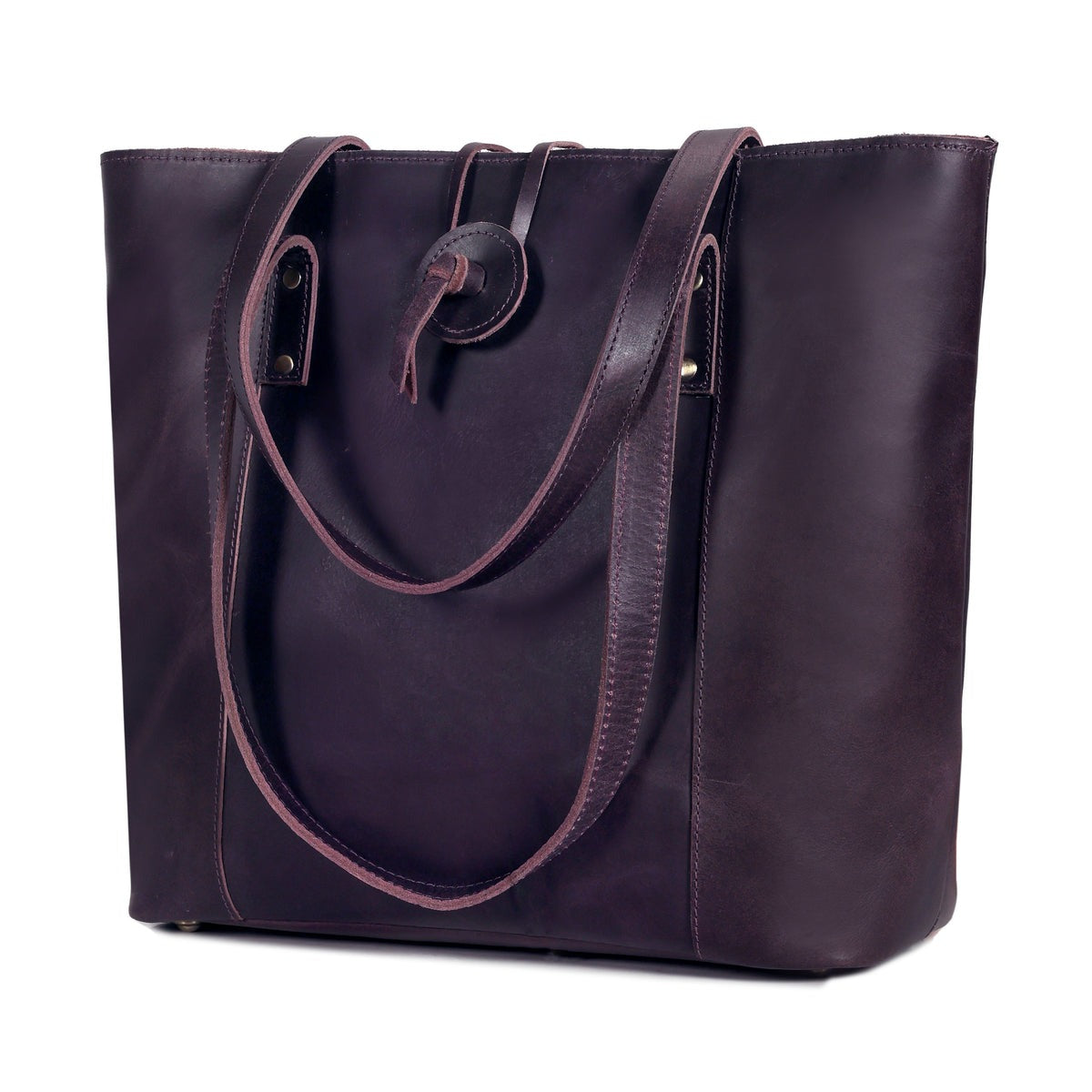 savannah almost perfect leather tote bag purple