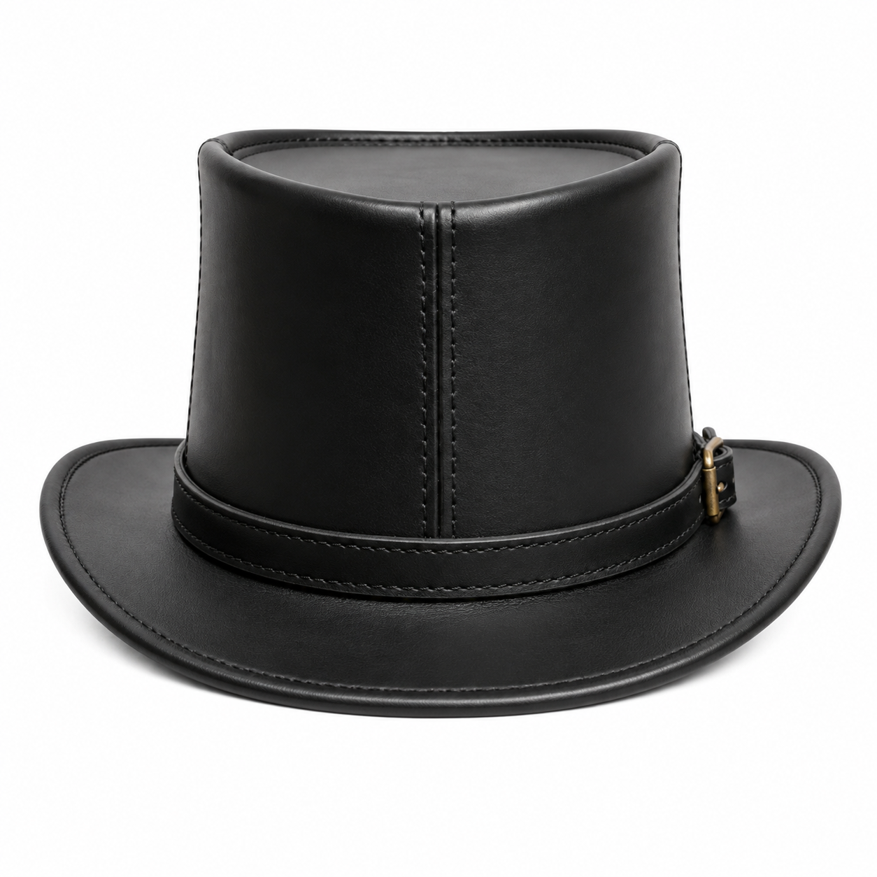 Handmade Black Leather Top Hat Steampunk Victorian Cosplay Gothic Buckle Hat