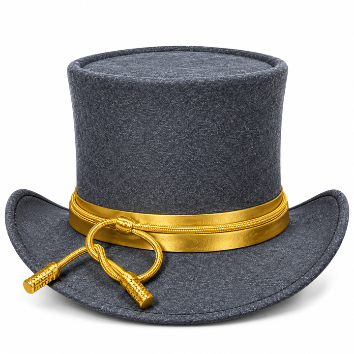 Handmade Wool Top Hat Gold Braid Cord Military Officer Ringmaster Costume