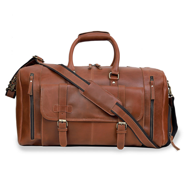 Leather Duffel Bag for Men  Tan  20 INCH