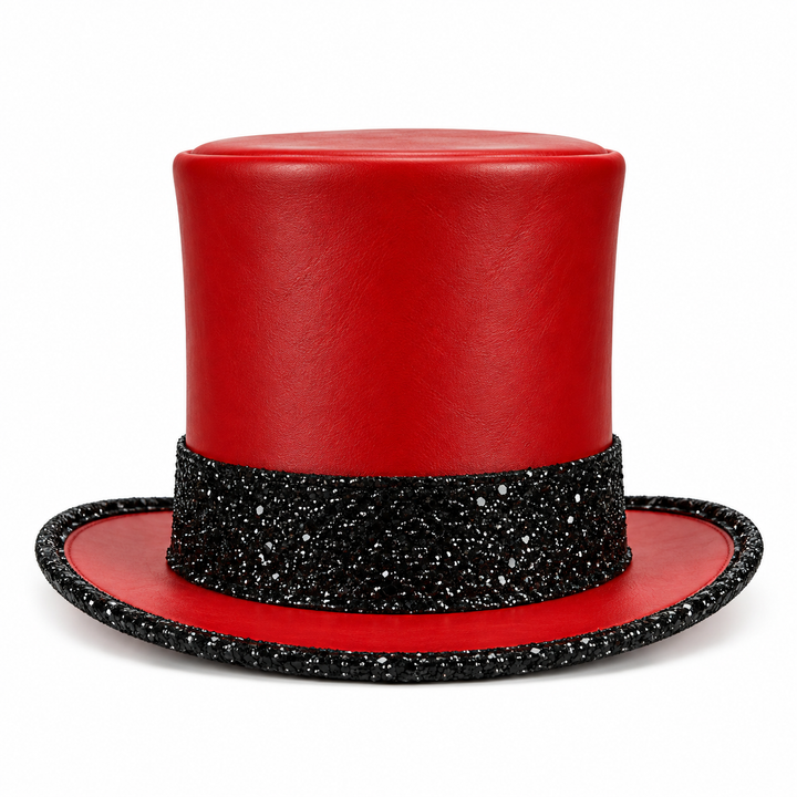 NEWHYPEINTERNATIONAL Red Black Top Hat Magician Circus Gothic Stage Costume