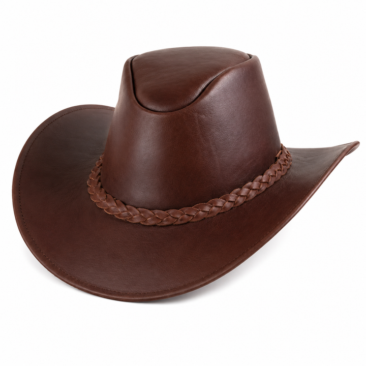 Handmade Cowboy Genuine Leather Hat Unisex Western Outback Style