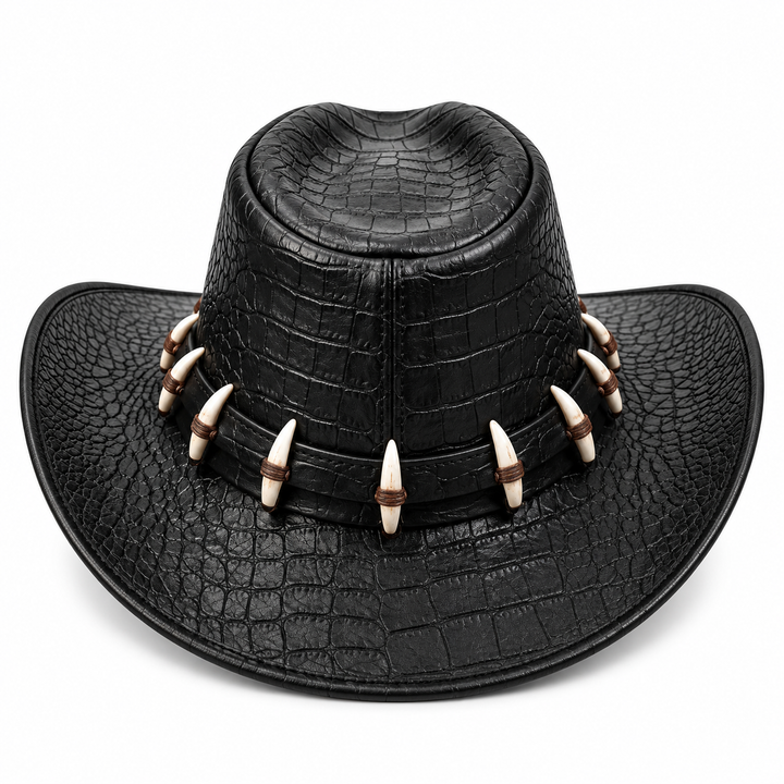 NEWHYPEINTERNATIONAL Black Crocodile Texture Cowboy Hat Western Gothic Costume