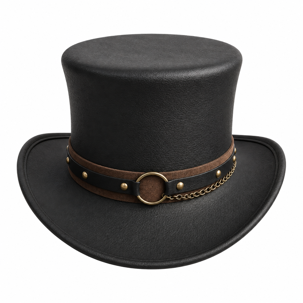 Handmade Leather Top Hat Gothic Steampunk Cosplay Mens Womens Festival Costume