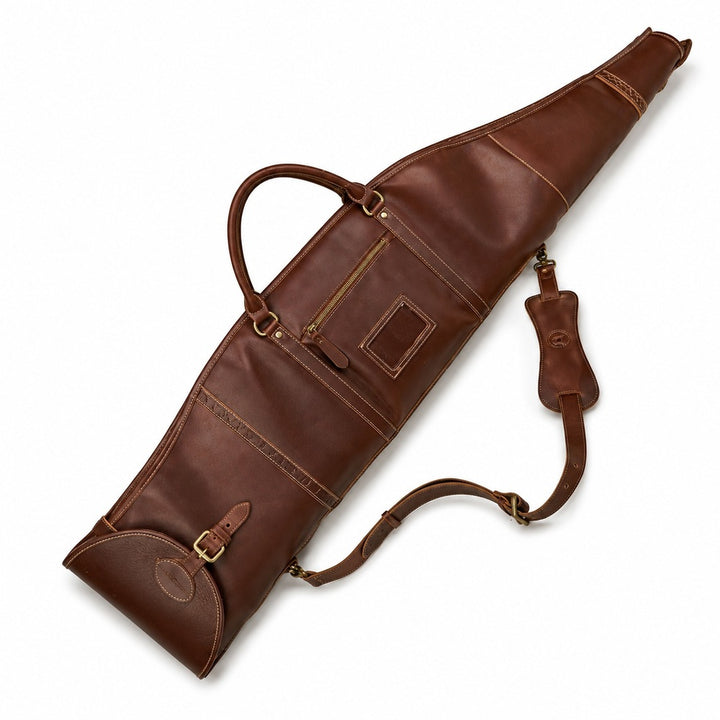Luxury Full Grain Leather Rifle Case  Soft Padded Hunting Sleeve