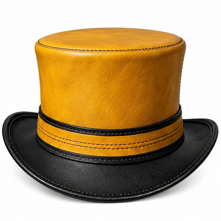 Hanley Leather Steampunk Top Hat Two Tone Victorian Gothic