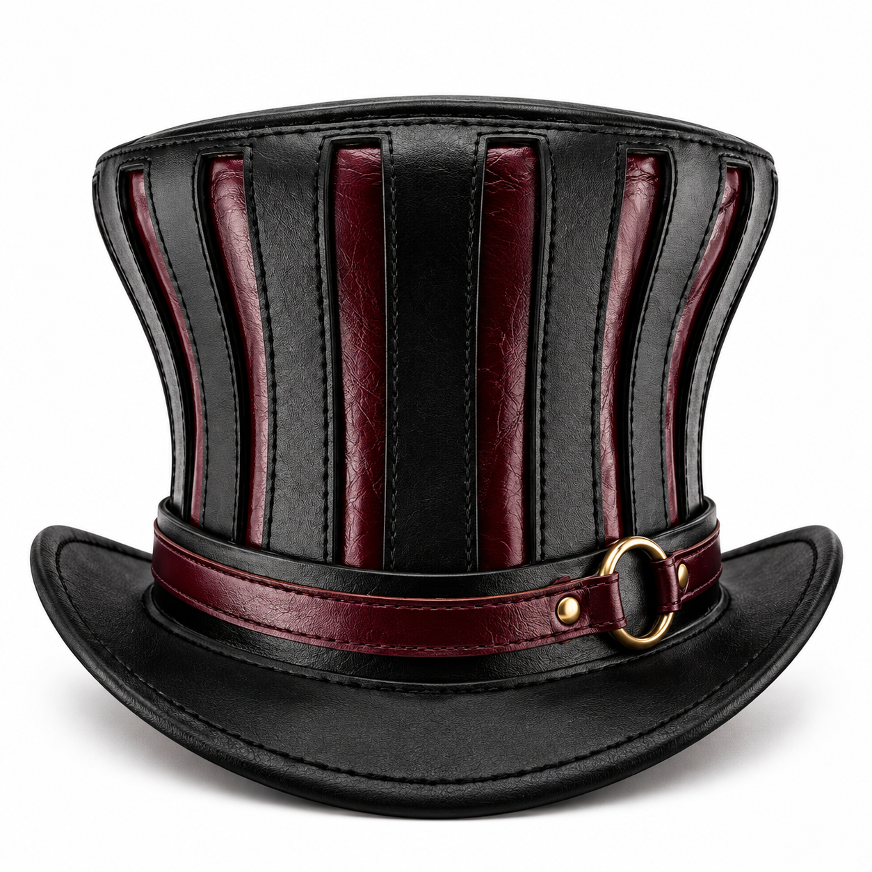 Black Leather Steampunk Top Hat Victorian Gothic Costume Festival Cosplay Hat