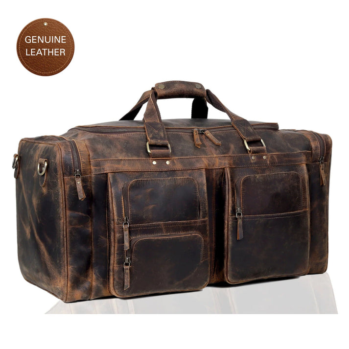 Buffalo Leather Weekend Travel Holdall Bag  Brown