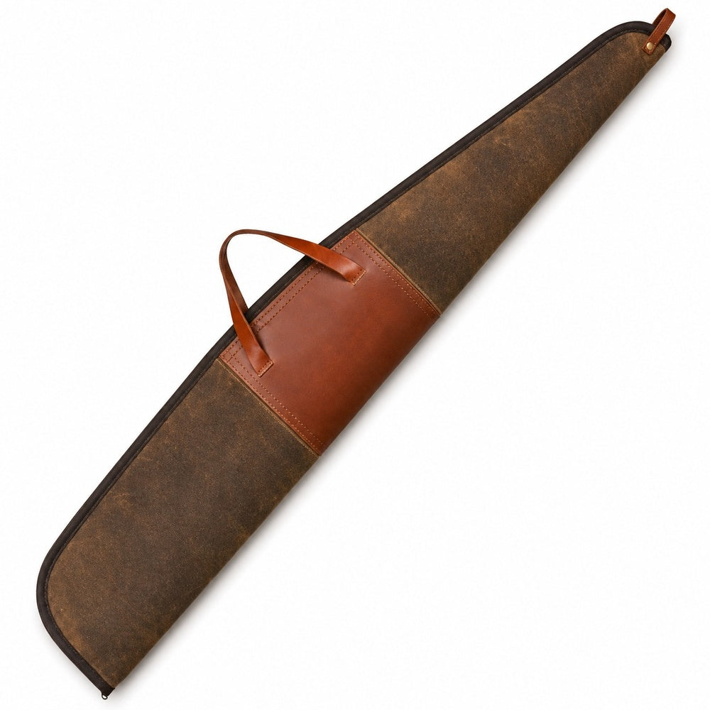 Saddle Leather Shotgun Case  Handcrafted Padded Hunting Sleeve