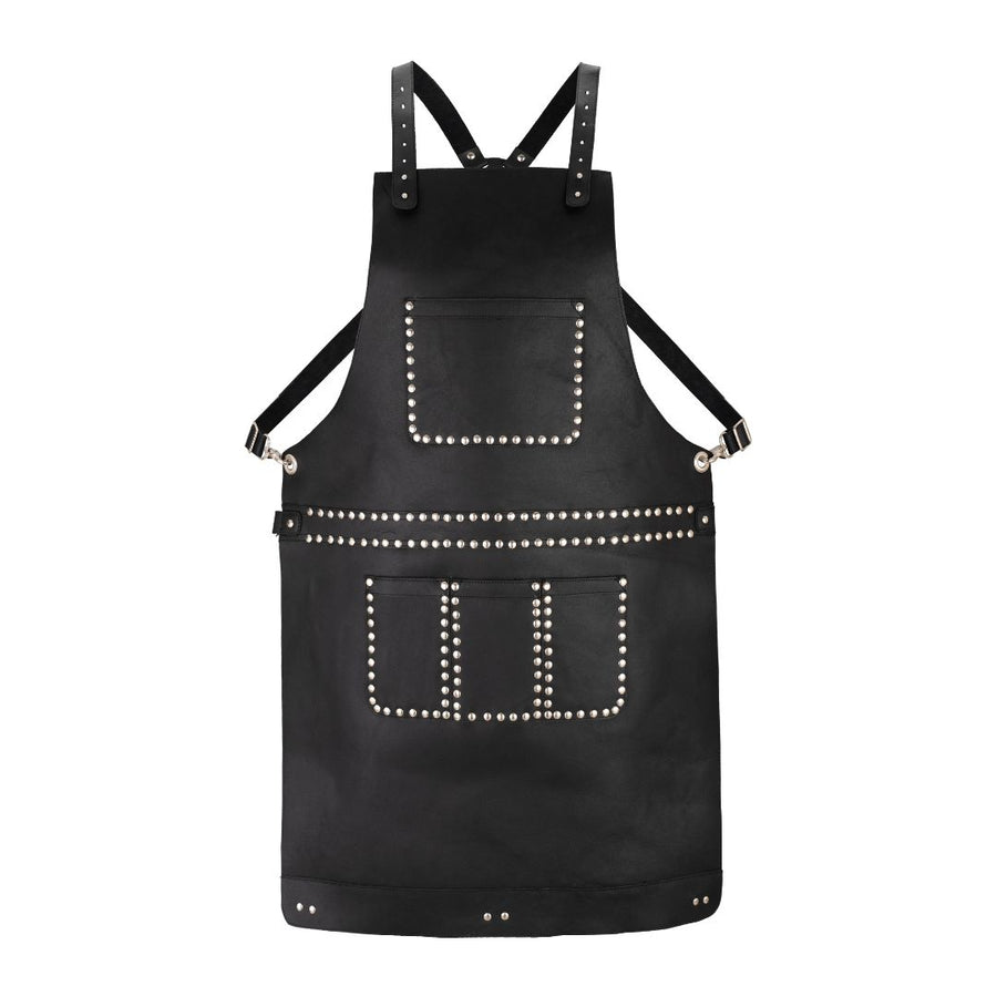 The Berkshire Black Leather Stud Apron