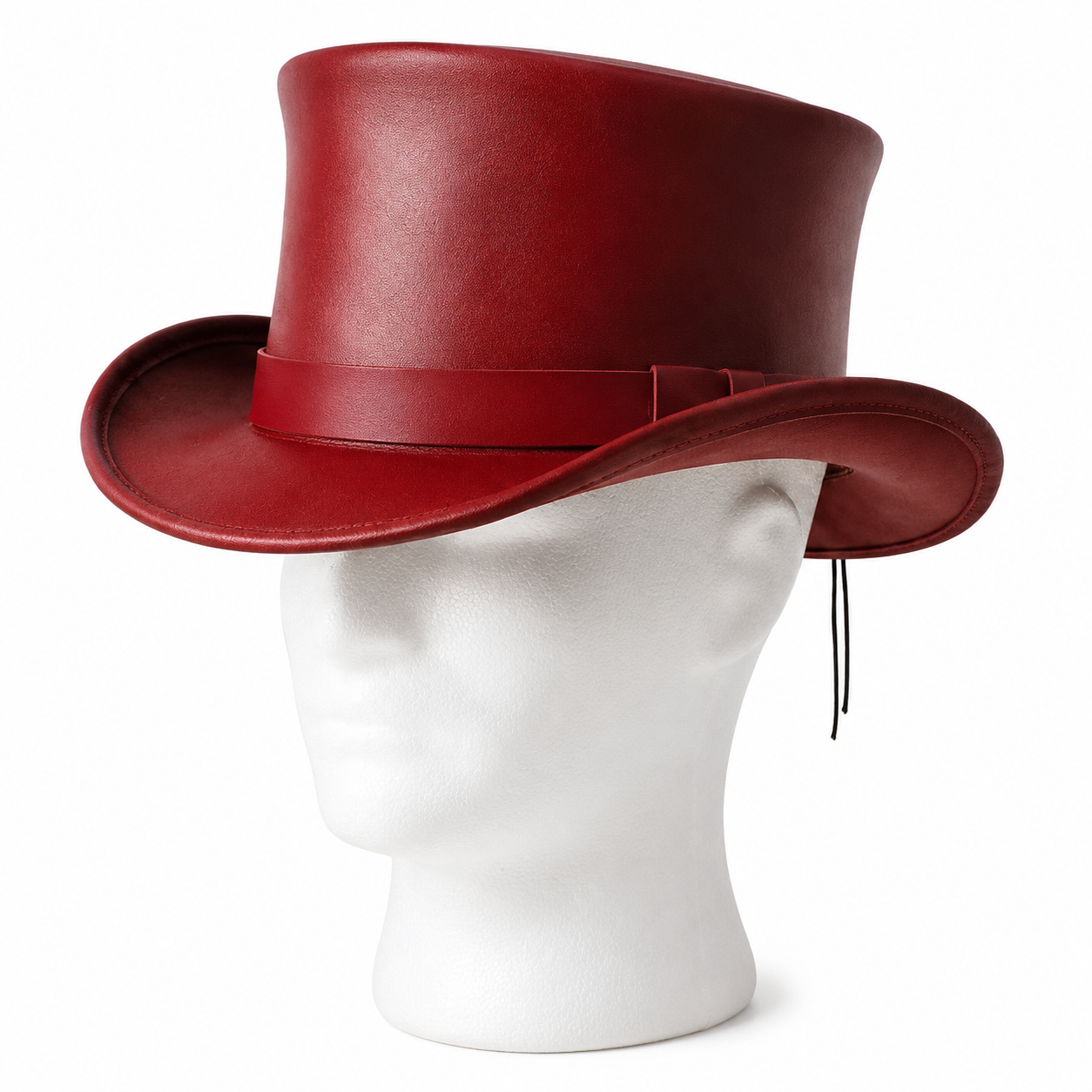 Handcrafted Red Genuine Leather Top Hat Gothic Style steampunk Victorian Festival Hat