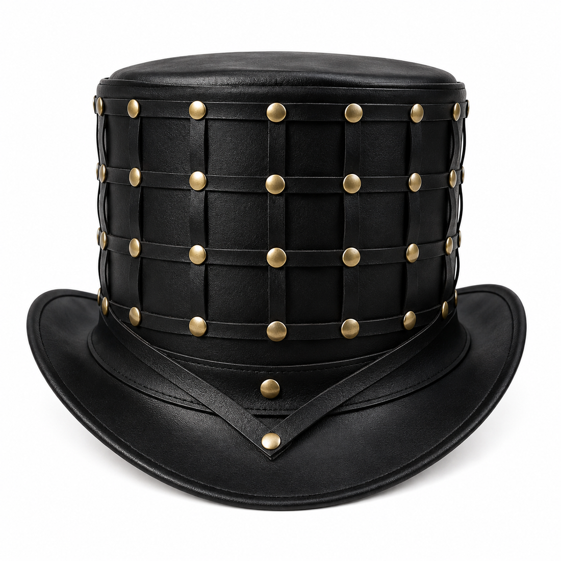 Handmade Studded Leather Top Hat Unisex Steampunk Gothic Festival Style