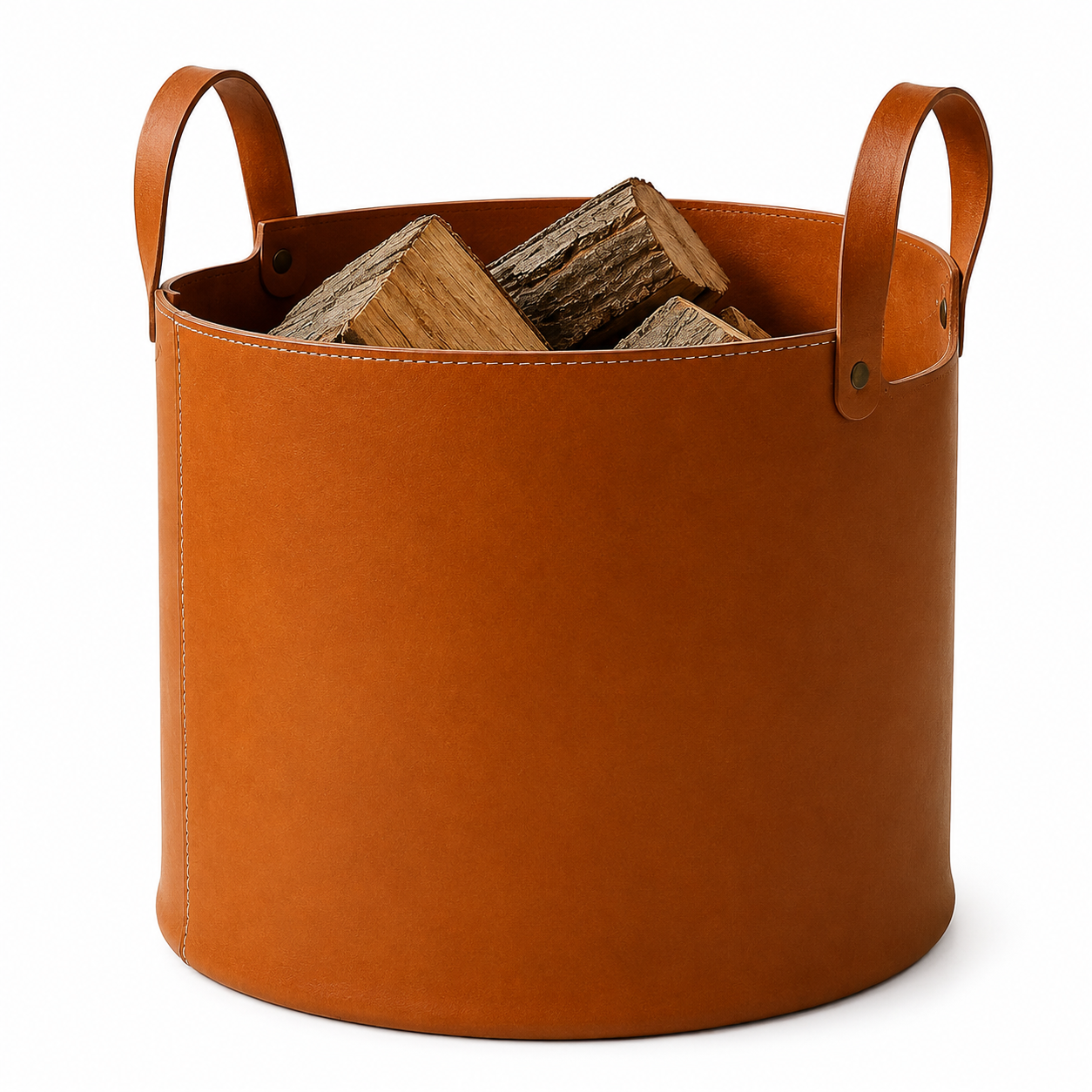 Genuine Leather Log Basket For Outdoor Entertaining or Garden