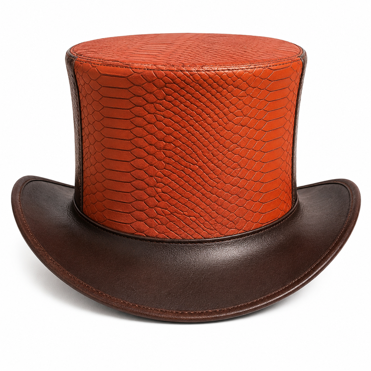 Handmade Leather Snake Pattern Top Hat Steampunk Gothic Cosplay