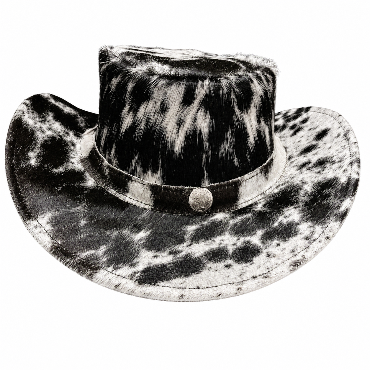 Hair On Cowhide Steampunk Top Hat  Western Cosplay Accessory