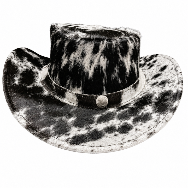 Hair On Cowhide Steampunk Top Hat  Western Cosplay Accessory