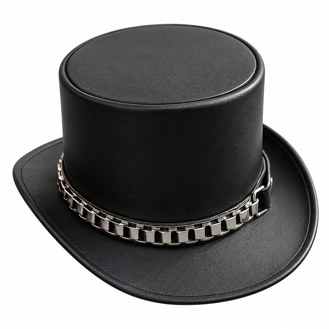 Handmade Full Grain Leather Top Hat Steampunk Gothic Cosplay