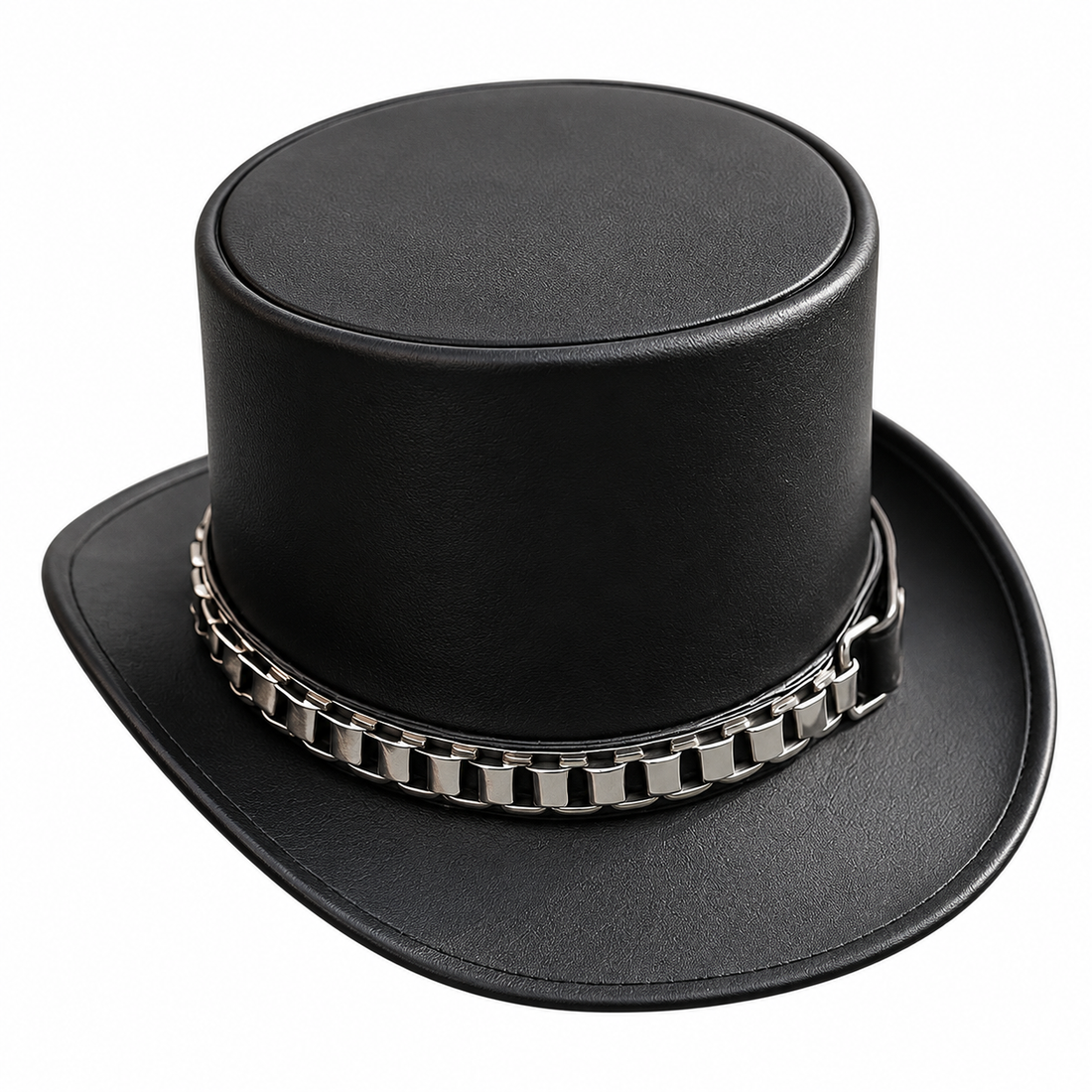 Handmade Full Grain Leather Top Hat Steampunk Gothic Cosplay