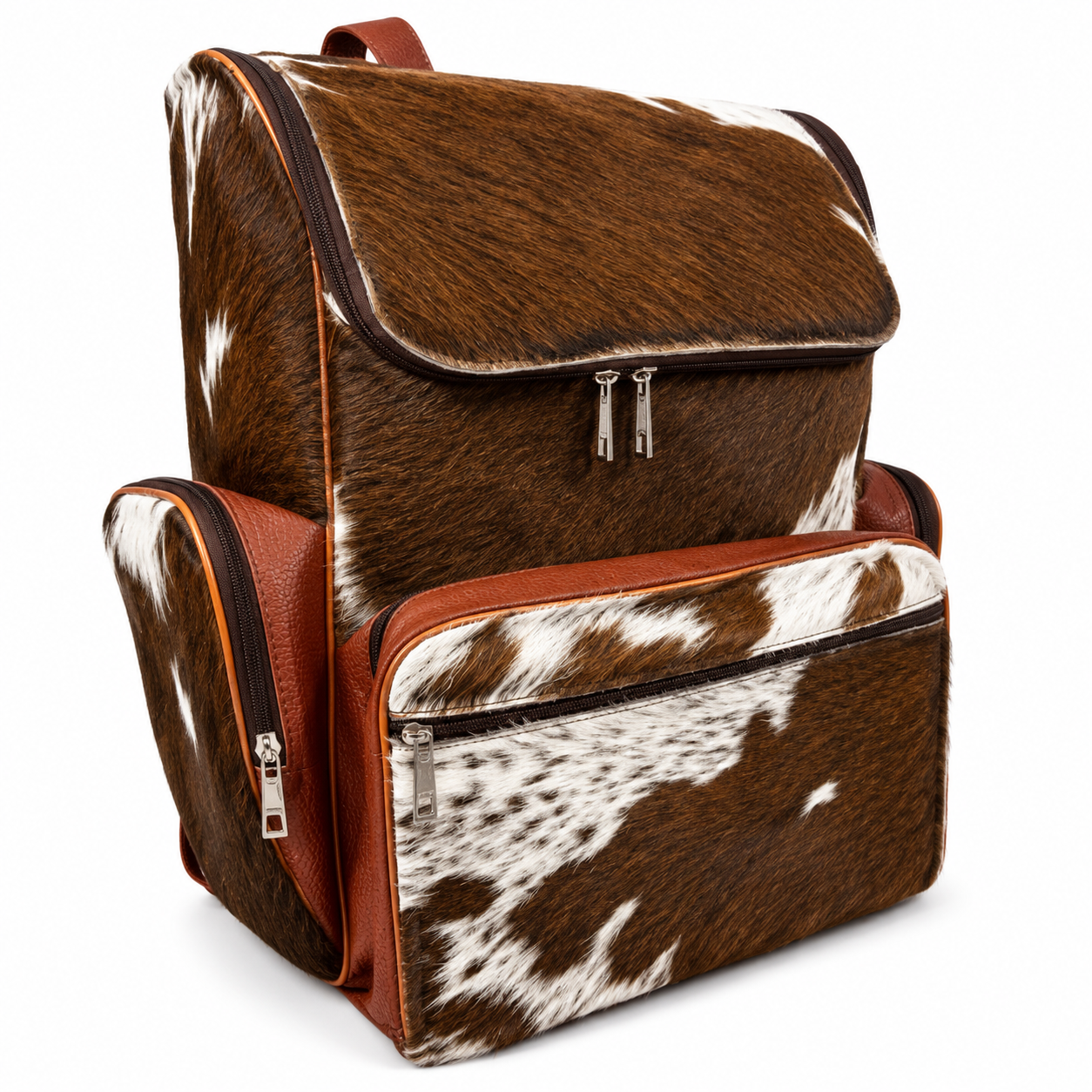 Real Cowhide Diaper Backpack, Western Hair on Hide Travel Bag Baby Bag Gift for Mom