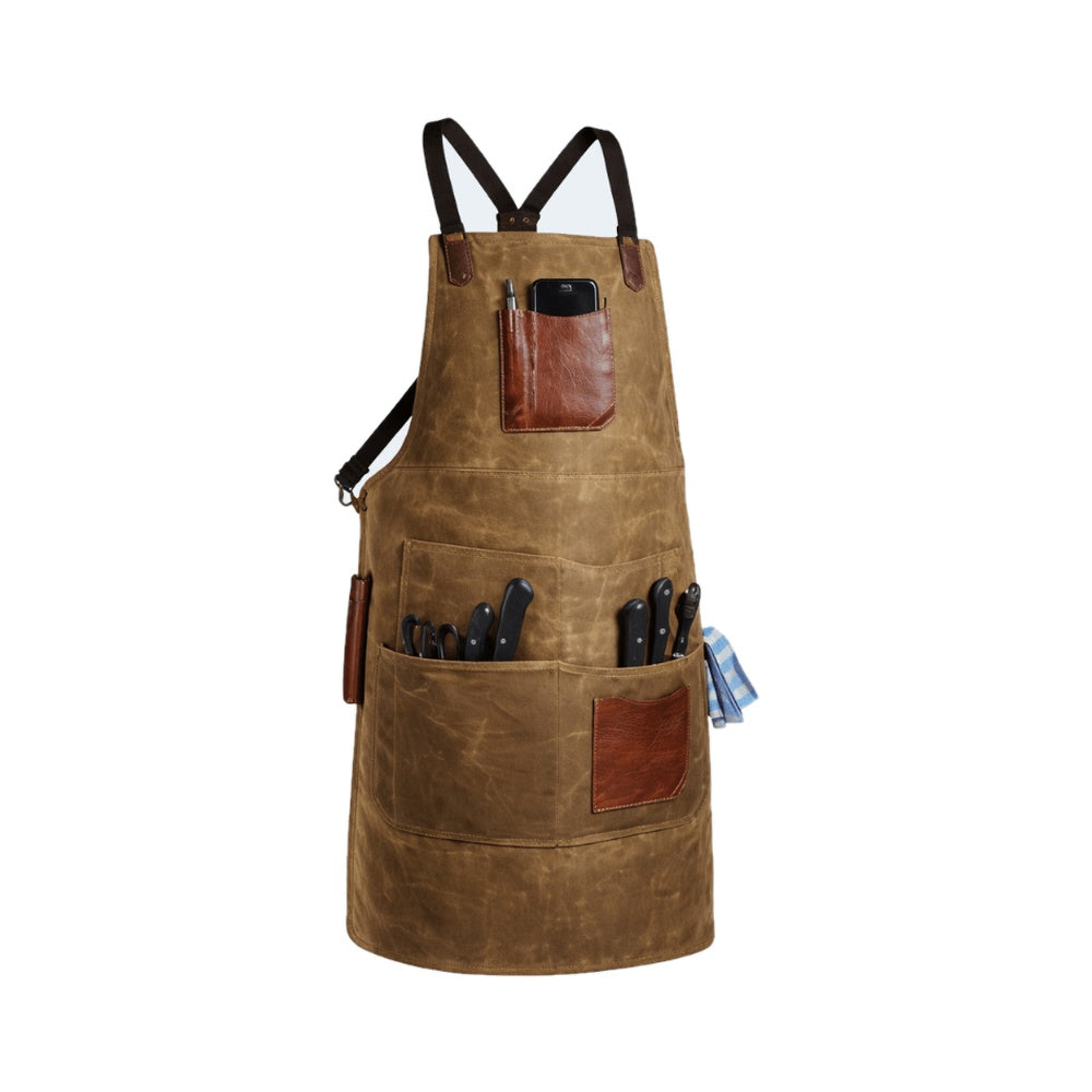 Turin Waxed Canvas Leather Pockets Apron