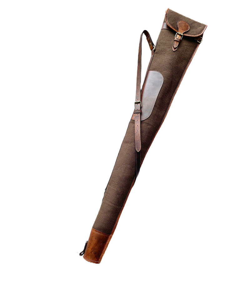 Western Rifle Scabbard 50 Leather  Canvas Rifle Cover with Fur Lining and Adjustable Strap  Vintage Brown Shotgun