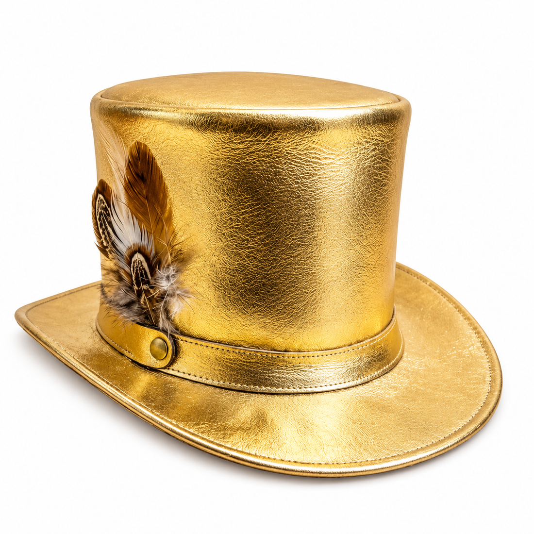 Handmade Golden Leather Top Hat Steampunk Gothic Victorian Festival Hat