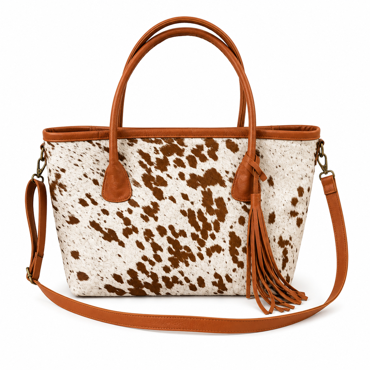 Handmade Cowhide Tote Bag Western Style Leather Shoulder Bag