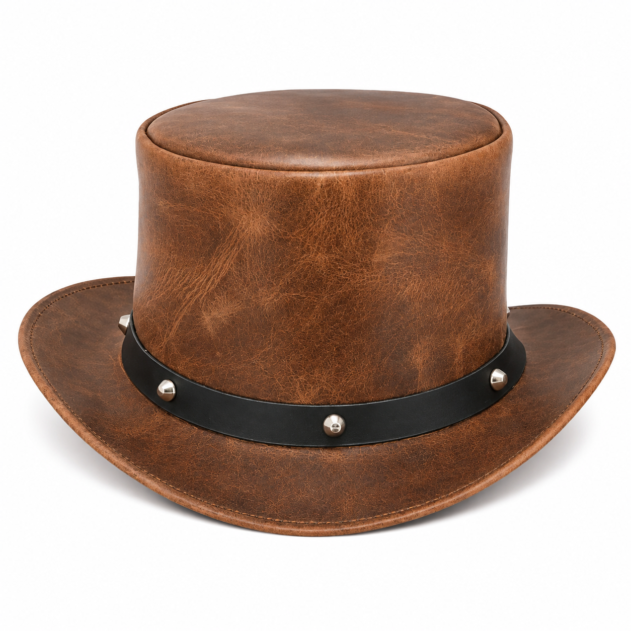 Handmade Leather Top Hat Victorian Style Steampunk Cowboy Festival Headwear